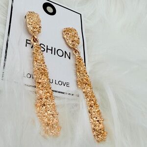Gold Textured Drop Earrings -